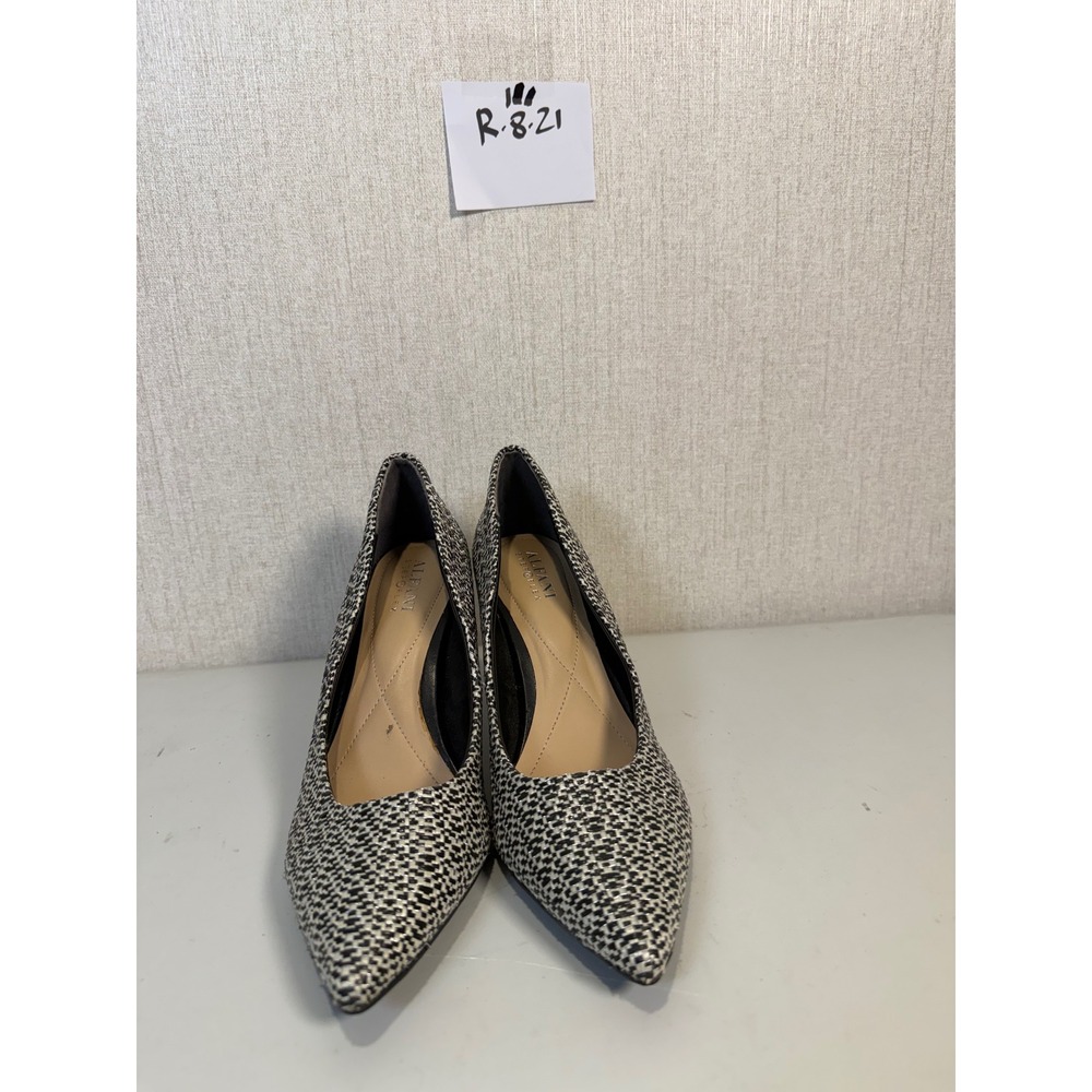 Alfani Jeules Black White Woven Pointed Toe Pumps Step N Flex Heels 7.5M F43644